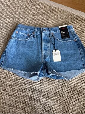 Levi's 501 Cutoff Denim Shorts in Light Blue